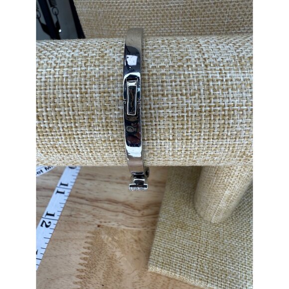 Kate Spade Silver-Tone Bow Hinged Bangle Bracelet With Rhinestones For Women - Picture 2 of 8